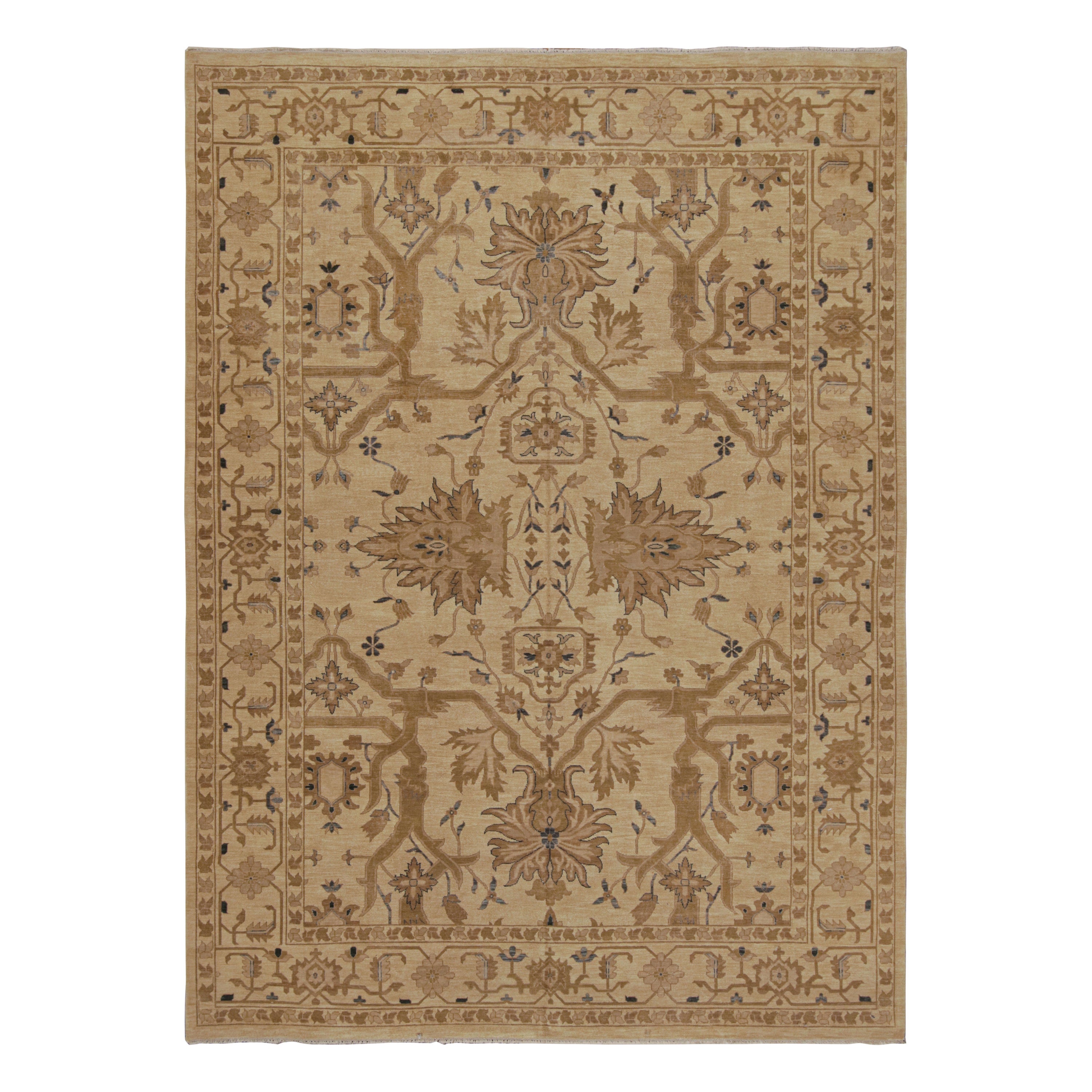 Rug & Kilim’s Persian Sultanabad Style Rug with Beige-Brown Floral Patterns For Sale