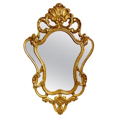 French Large Rococo Style Gilt Wall Mirror with Parecloses