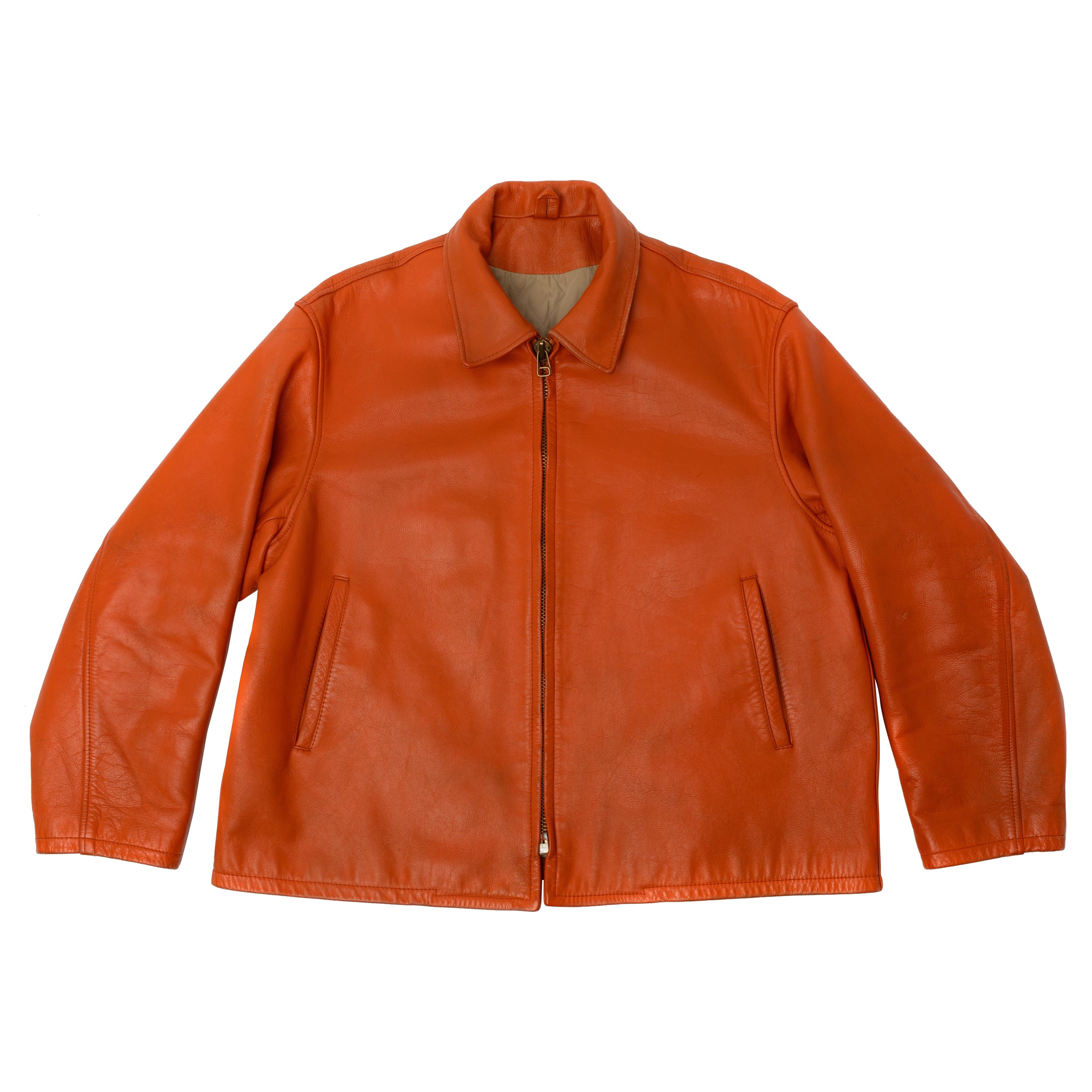 Yohji Yamamoto Orange Leather Jacket 1991 AW '6・1 THE MEN' For Sale