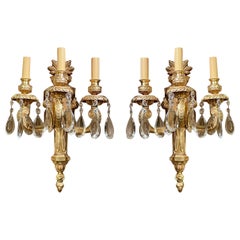 Pair of Antique French Regency Ormolu Chateau Lights / Sconces, Circa 1840-1850.