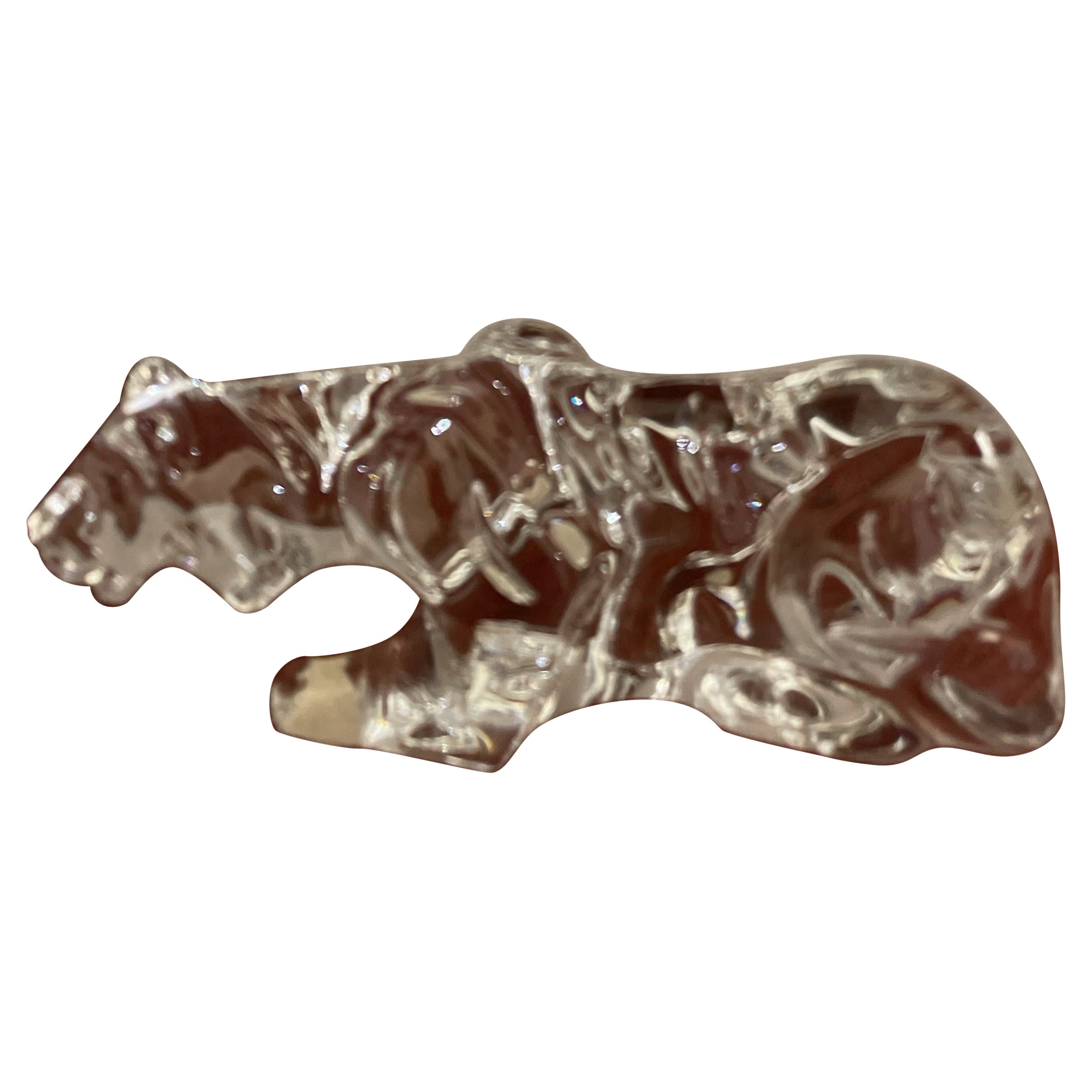 Baccarat-Kristallfigur / Briefbeschwerer eines Tigers aus Kristall im Angebot