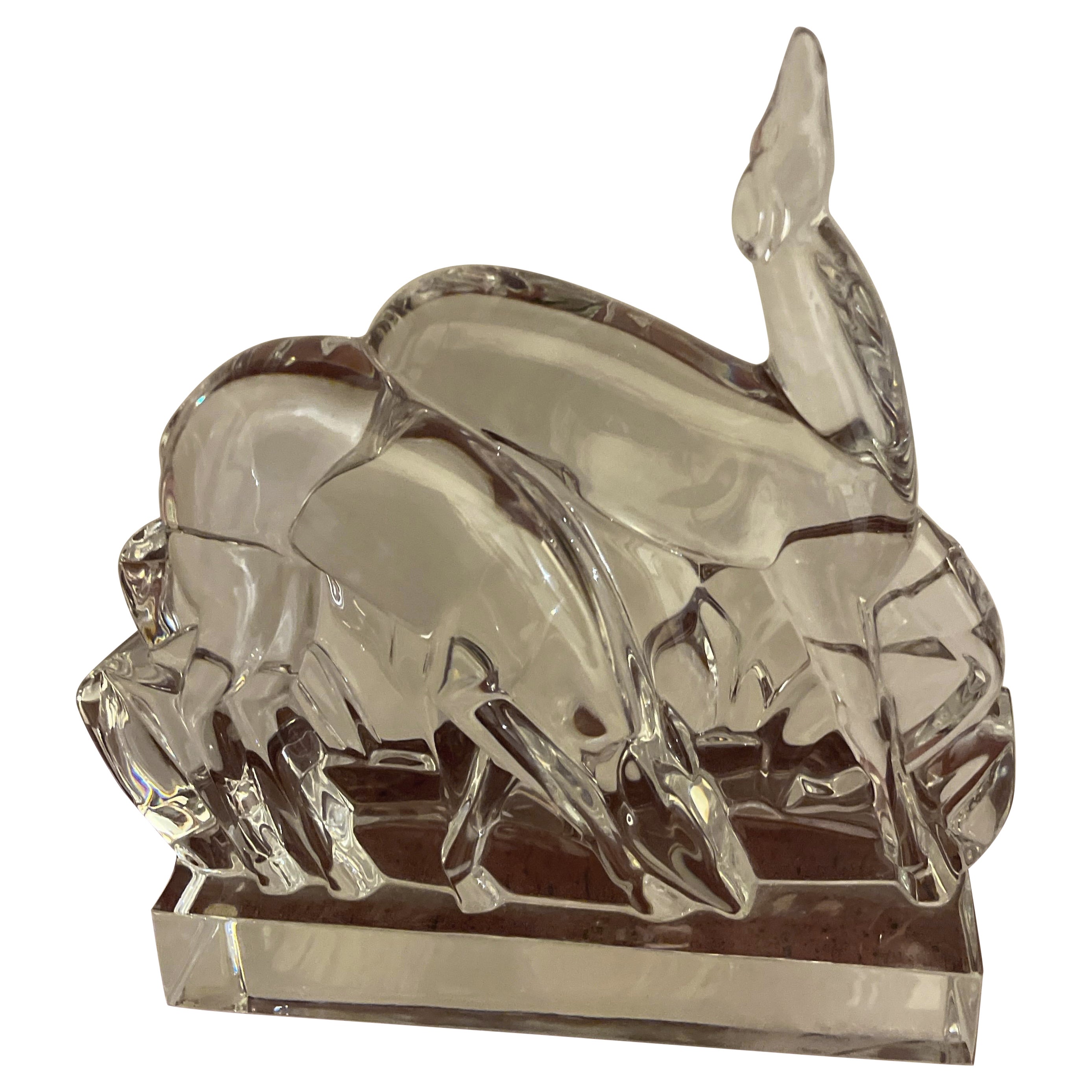 Baccarat Crystal Figurine of a Pair of Gazelles For Sale