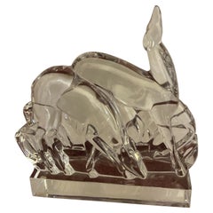 Figurilla de cristal de Baccarat de una pareja de gacelas