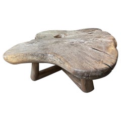 Andrianna Shamaris Impressionnante table basse en bois de teck à une seule dalle