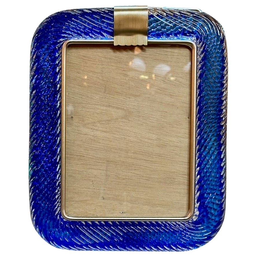 Cadre bleu de Murano en vente