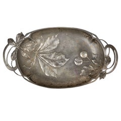 Antique Pewter Silvered Card Tray B&G Imperial Zinn Bitter Gobbers, Art Nouveau