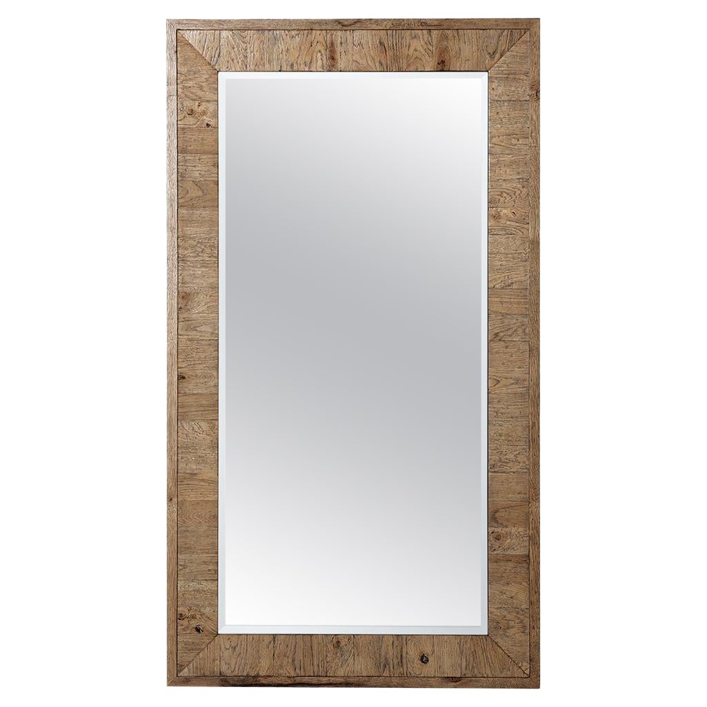 Grand miroir en Oak rustique en vente