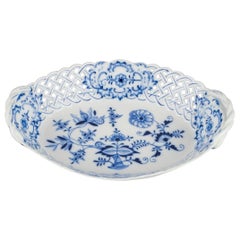 Stadt Meissen, Germany. Blue Onion pattern open lace bowl in porcelain.