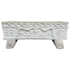 Used Cast Rectangular Carved Trough Planter on Lion Feet