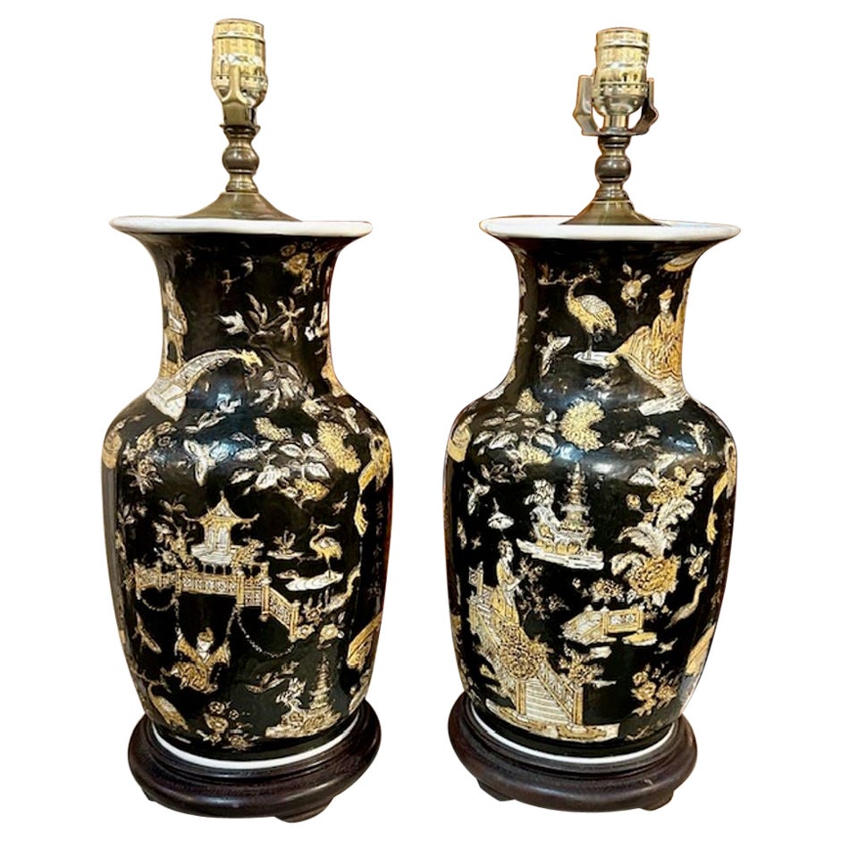 Pair of Chinoiserie Lamps For Sale