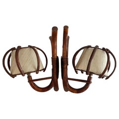 Pair of Louis Sognot Arched Bamboo Sconces 