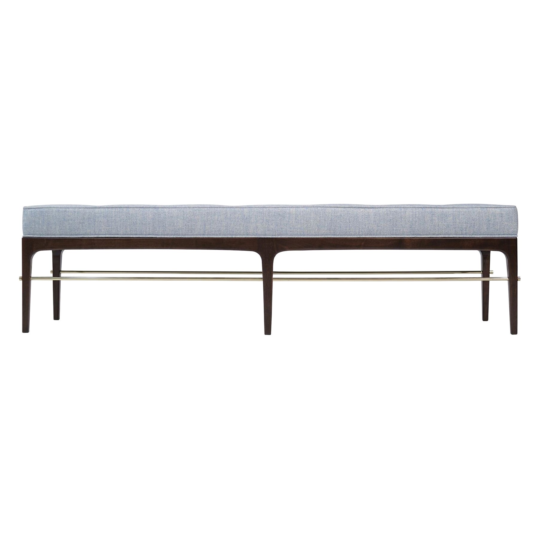 Linear Bench in Dark Walnut and Brass Series 72 by Stamford Modern For Sale