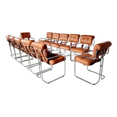 Set of 12 Tucroma Chairs in cognac leather by Guido Faleschini, Mariani