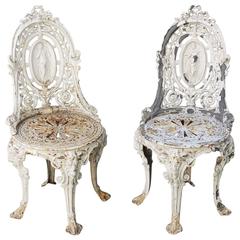Pair of Early 20th C English Cast Iron Garden Chairs 9