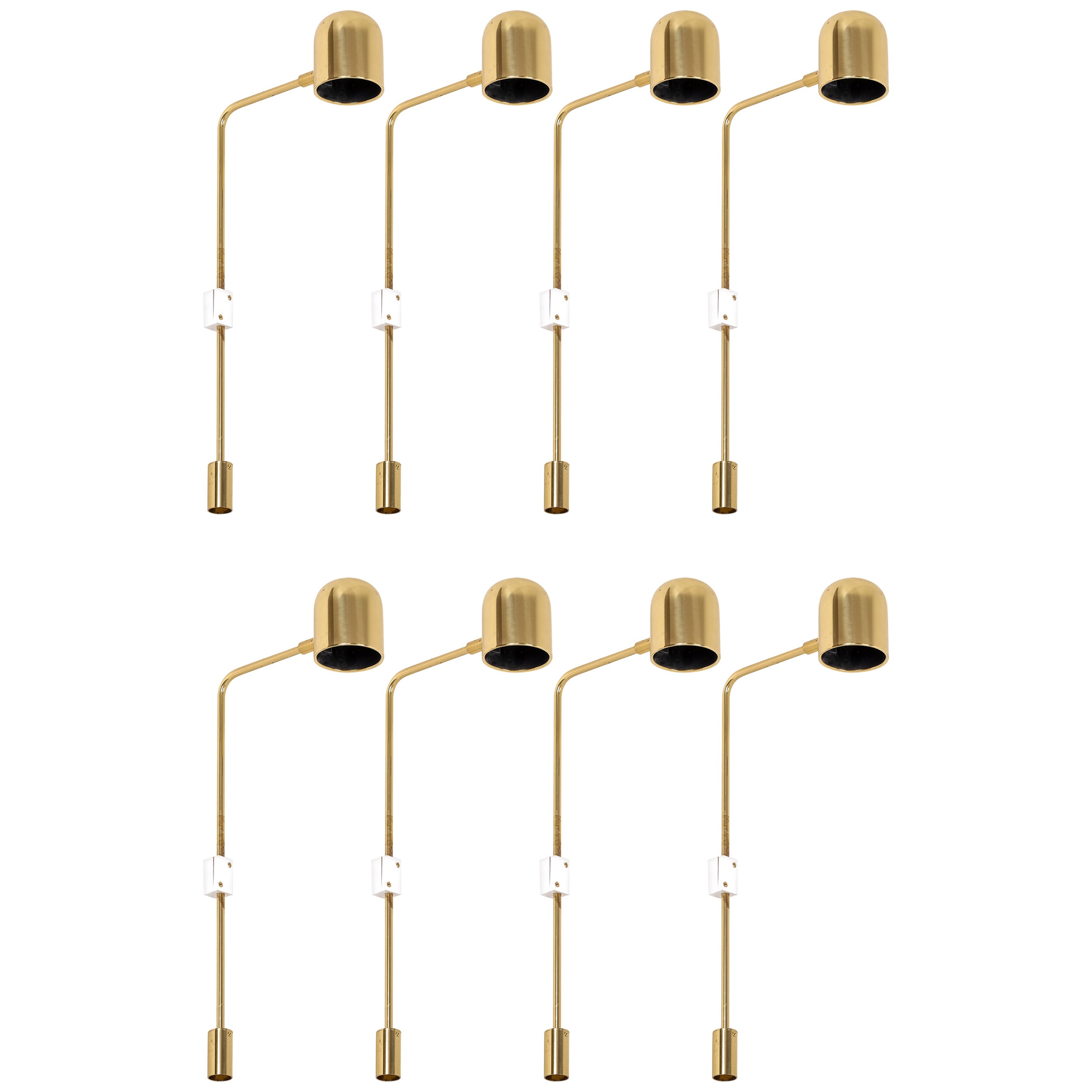 Set of 8 Brass Wall Lamps, Bergboms, Sweden, 1970s For Sale