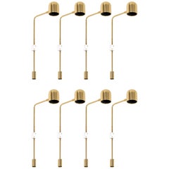 Set of 8 Brass Wall Lamps, Bergboms, Sweden, 1970s