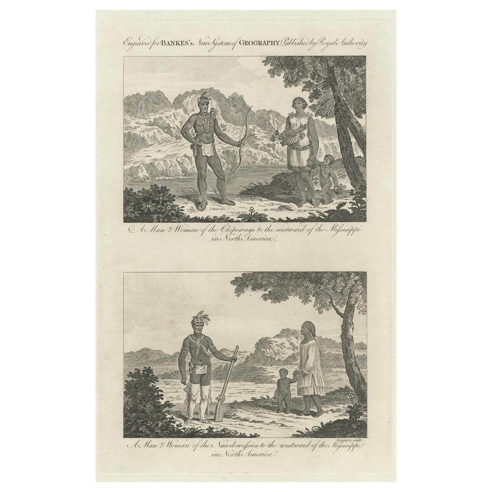 Engraved Representations of North American Tribes around the Mississippi, 1787 For Sale