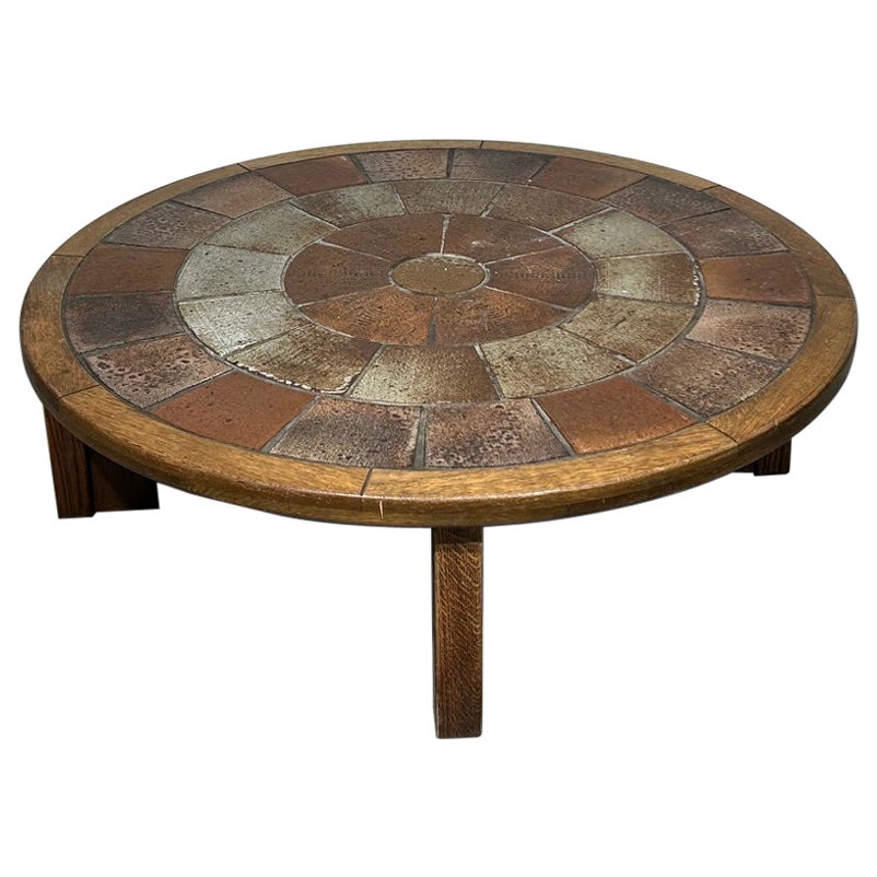 Round brutalist ceramic coffee table