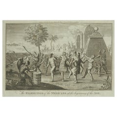 Antique Old Engraving of Mexican Festivities and Rituals in the Age of Discovery, 1794