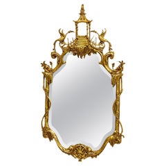 Italian Carved Giltwood Chinese Chippendale Style Mirror Att. Friedman Bros.