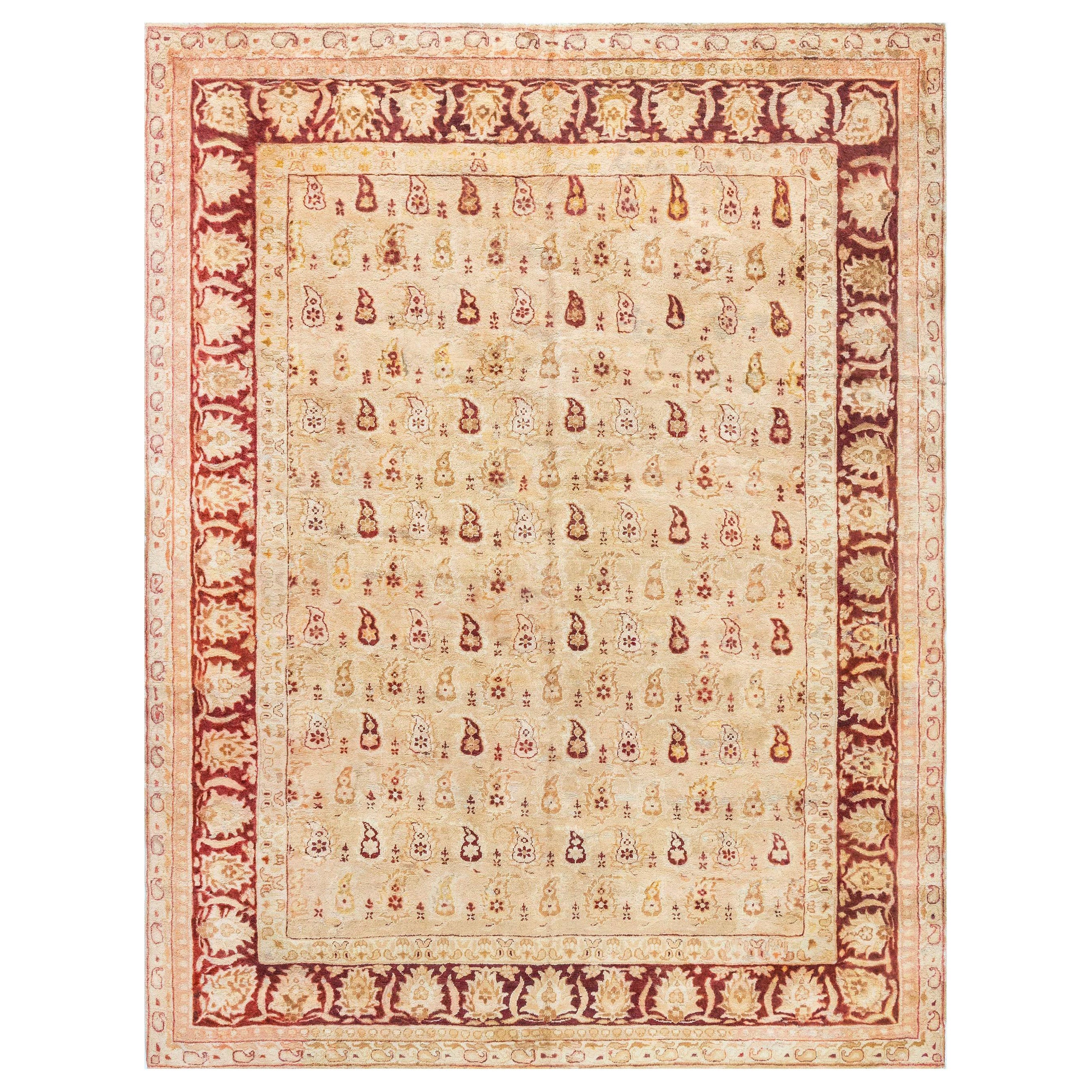 Authentic Indian Amritsar Botanic Handwoven Rug For Sale