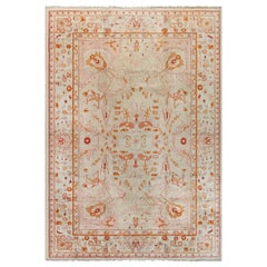Doris Leslie Blau Antique Turkish Oushak Botanic Handwoven Wool Rug