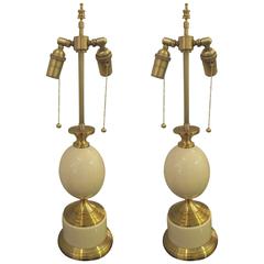Pair of French 1970s "Ostrich Egg" Table Lamps 7