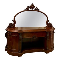 Outstanding Quality Used Victorian Carved Mahogany Mirror Back Sideboard 