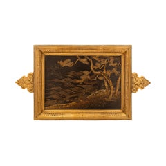 French 19th Century Meiji Period Japanese Lacquer And Ormolu Tray; Bointaburet