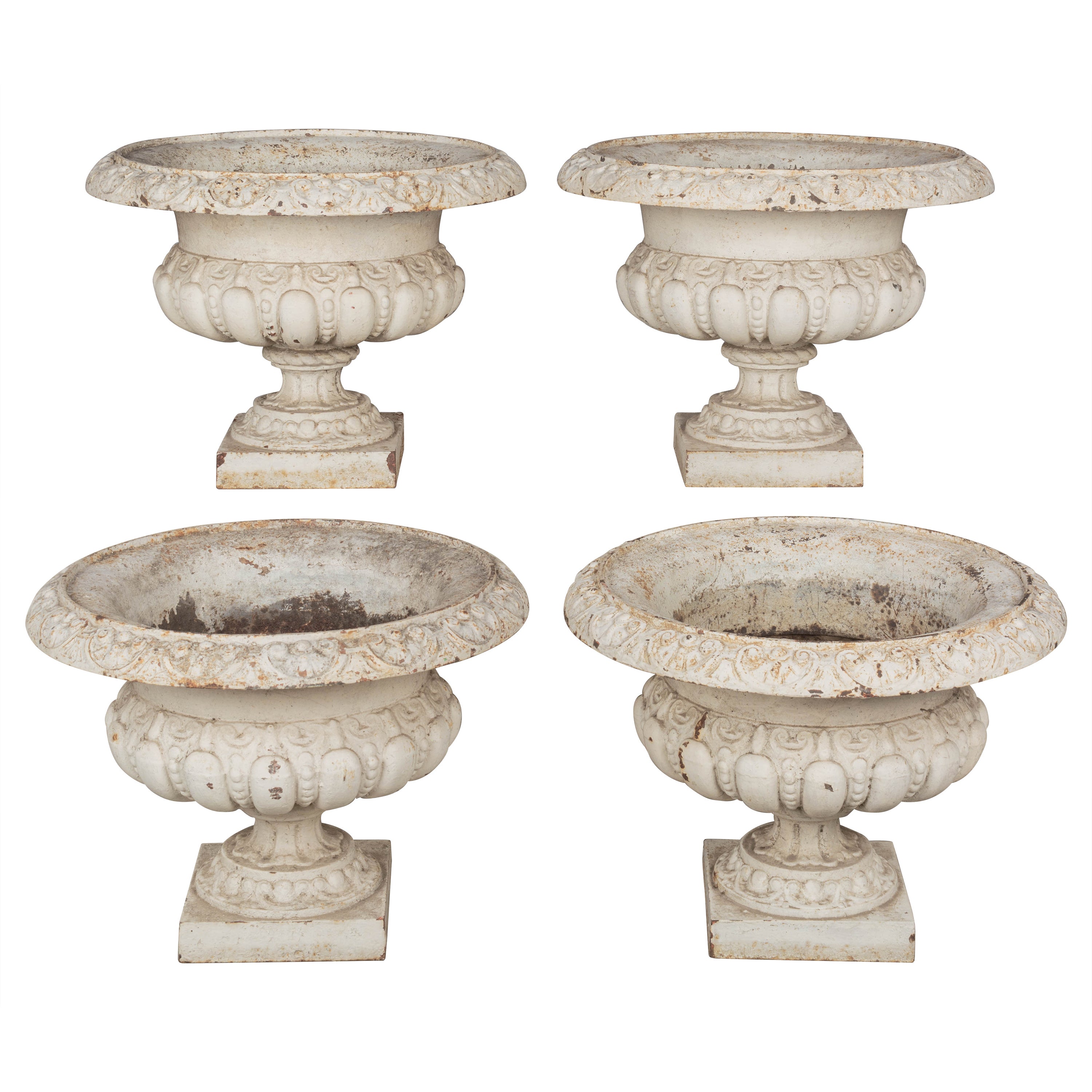 19th Century French Cast Iron Urns, Set of 4 For Sale