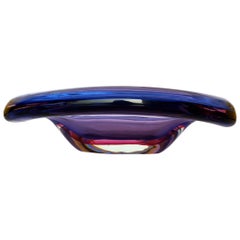 1950 Flavio Poli Seguso "Submerged" Murano Glass Design  Pink Violet Bowl