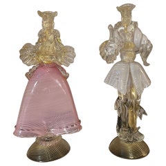 20th century Venitian Pair of Murano Glass Characters, 1950s