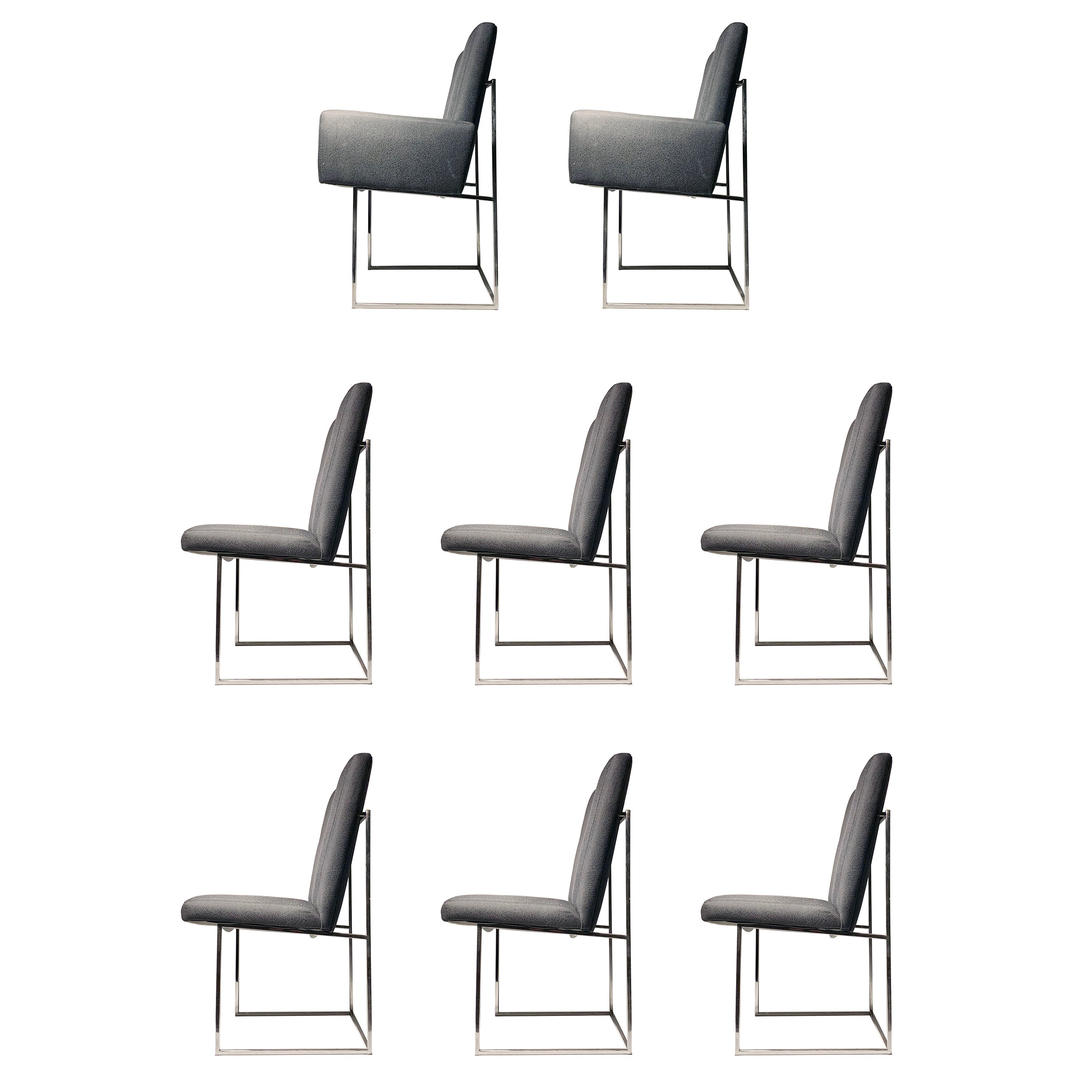 Vintage Milo Baughman Thin Line Set of 8 Dining Chairs for Thayer Coggin For Sale