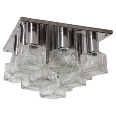 Mid-Century Kalmar Chrome and Glass Cubes Flush Mount Ceiling Light