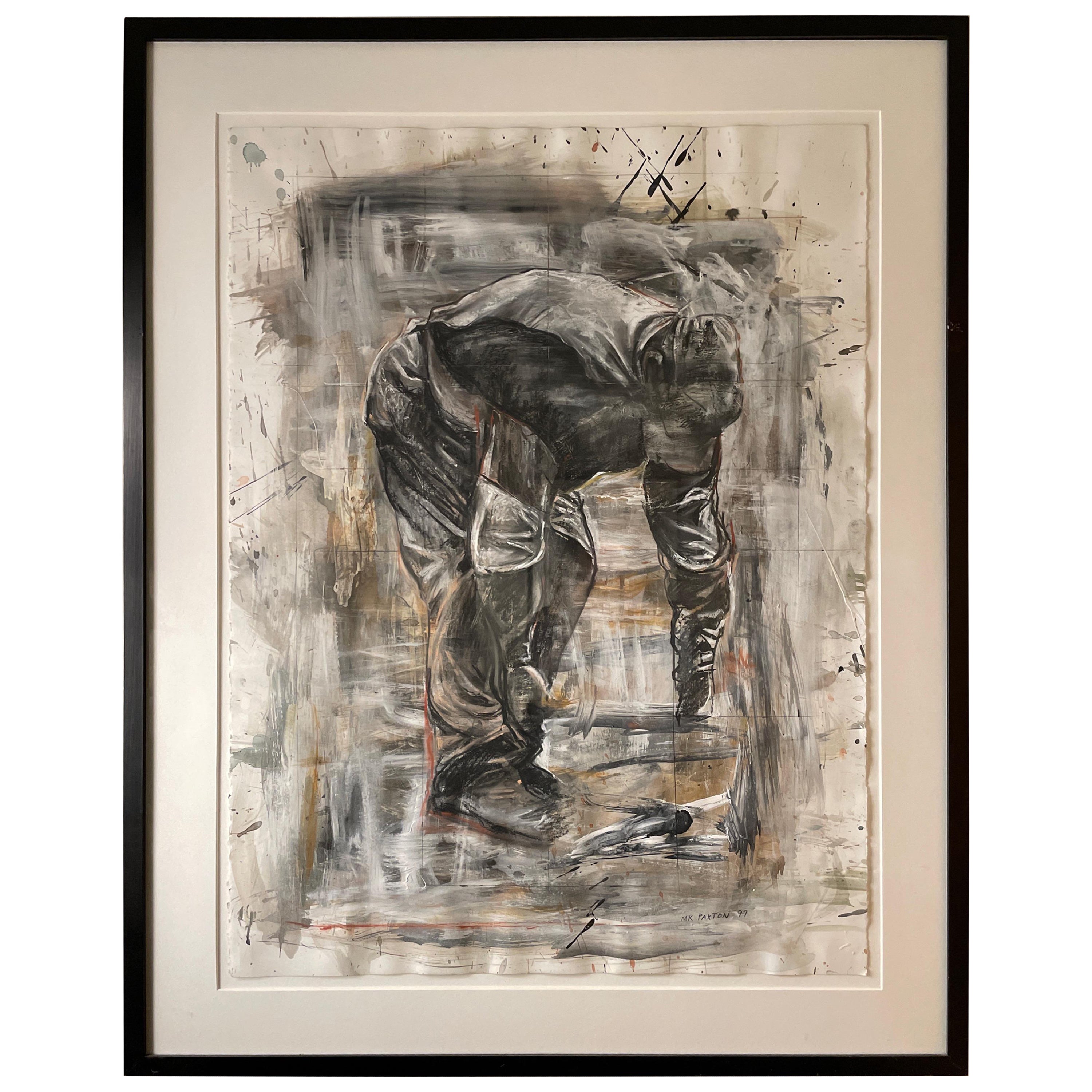 “Worker”, mixed media art by Michael K Paxton