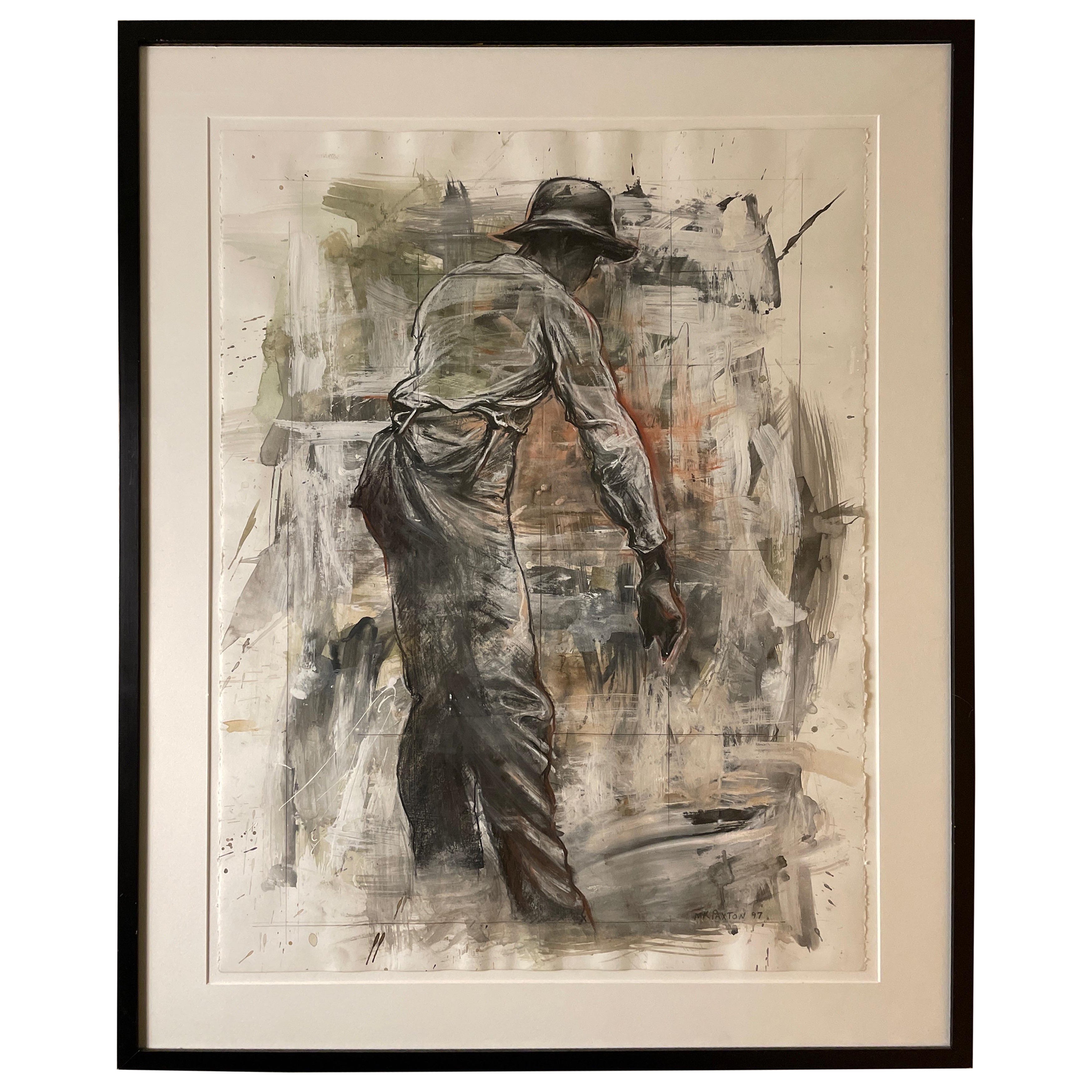 “Worker” mixed media art by Michael K Paxton For Sale