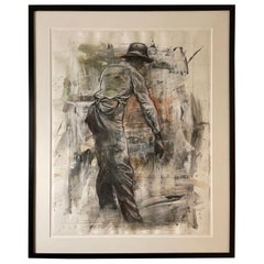 Vintage “Worker” mixed media art by Michael K Paxton