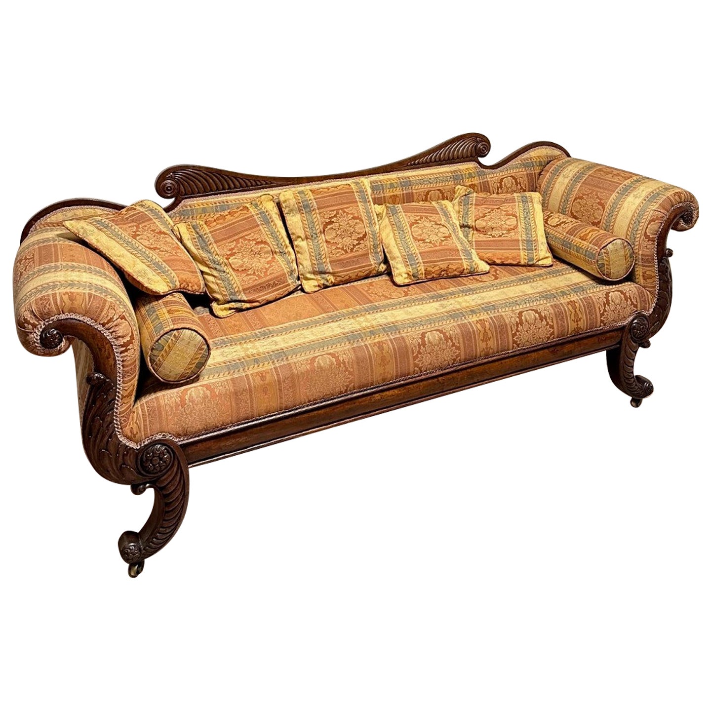 antique regency mahogany 3-seater sofa.