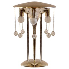 Lampada da tavolo secessionista in ottone argentato di J. Hoffmann&Wiener Werkstätte Riedizione