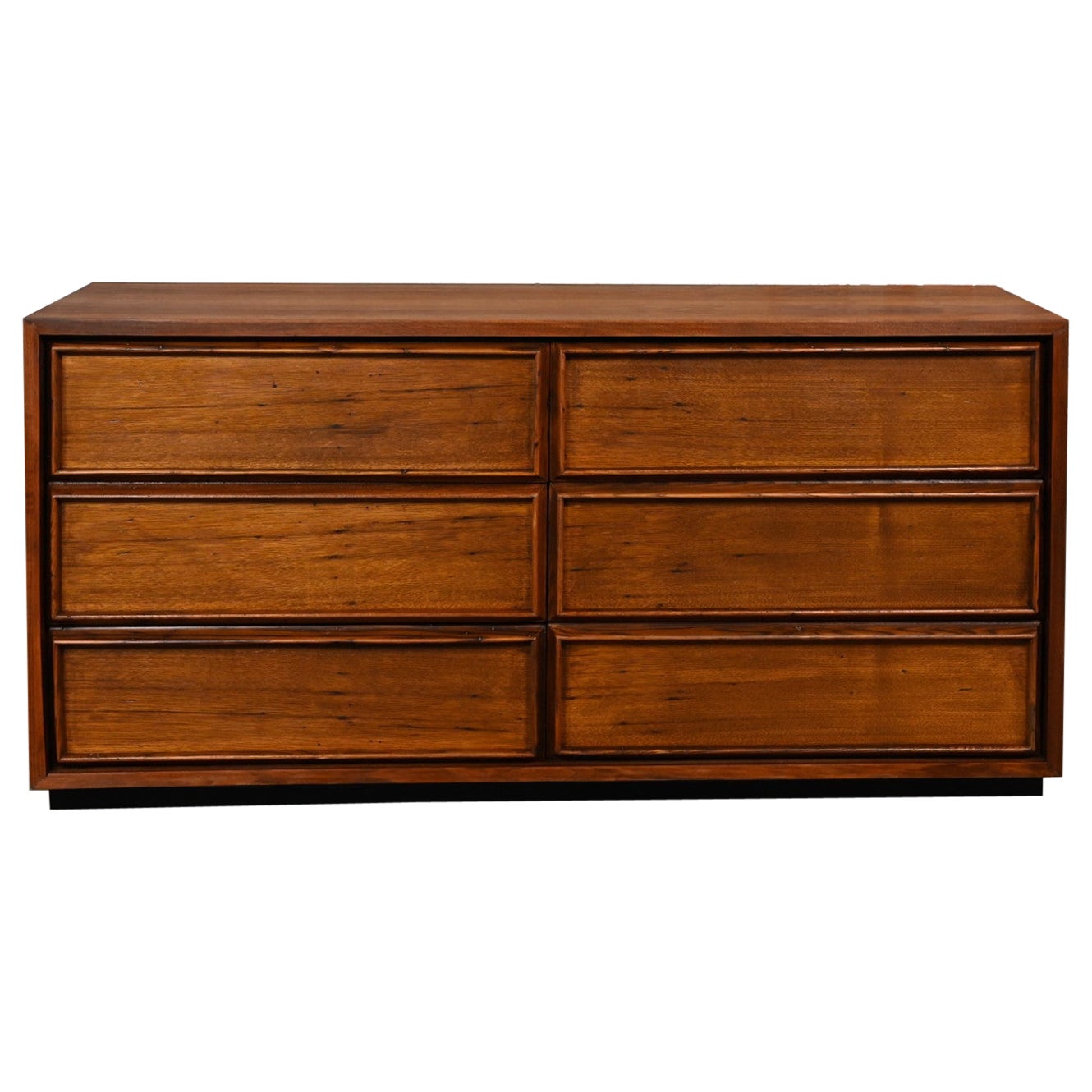 Mid Century Modern 6 Drawer Dresser by Dillingham Walnut & Pecky Cypress For Sale