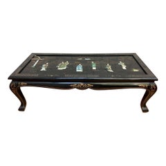 Vintage Mid Century Modern Black Lacquer Chinoiserie Coffee Table