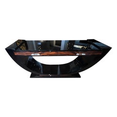 Vintage Art Deco French Console in Macassar and Ebony Wood
