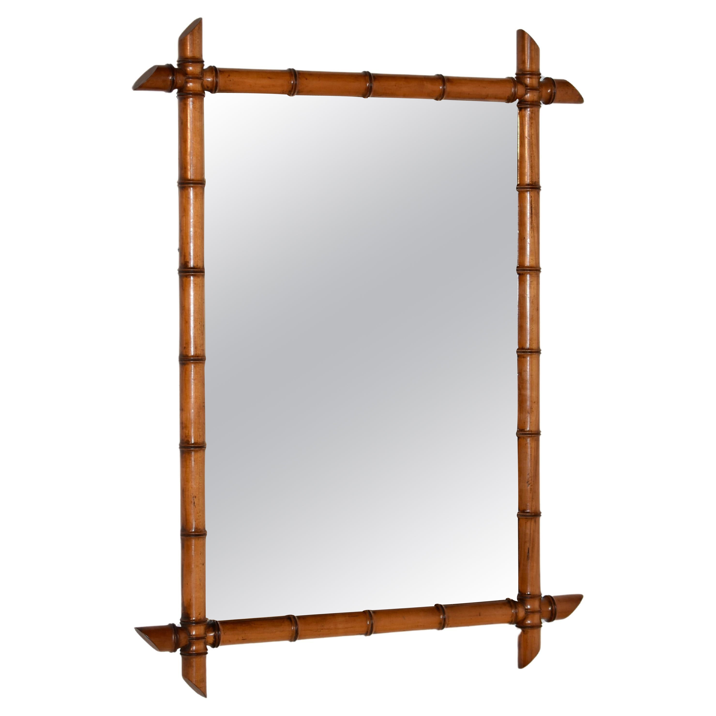 Late 19th Century French Faux Bamboo Mirror For Sale