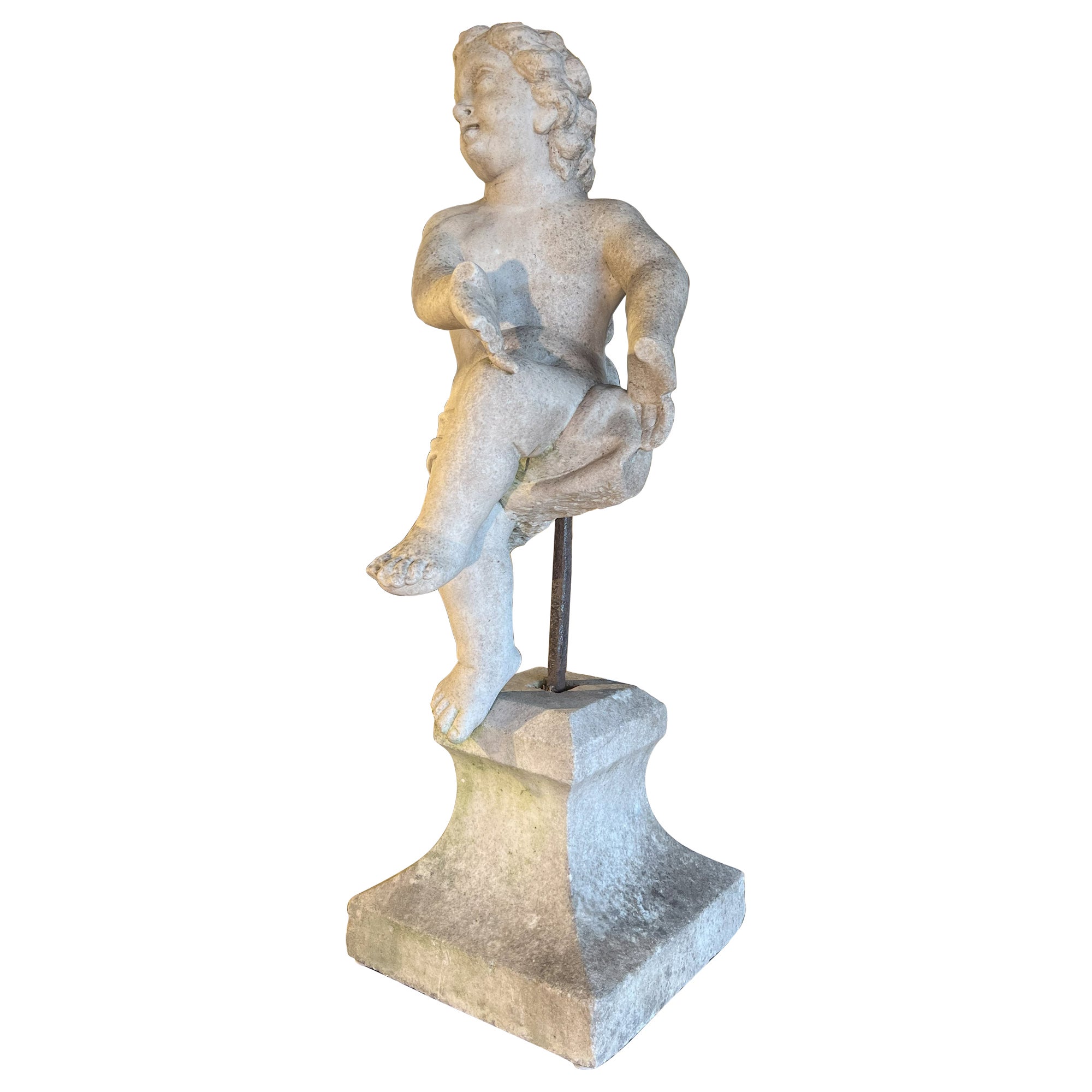 18th Century Italian Antique Dancing Putto small on a base.   For Sale