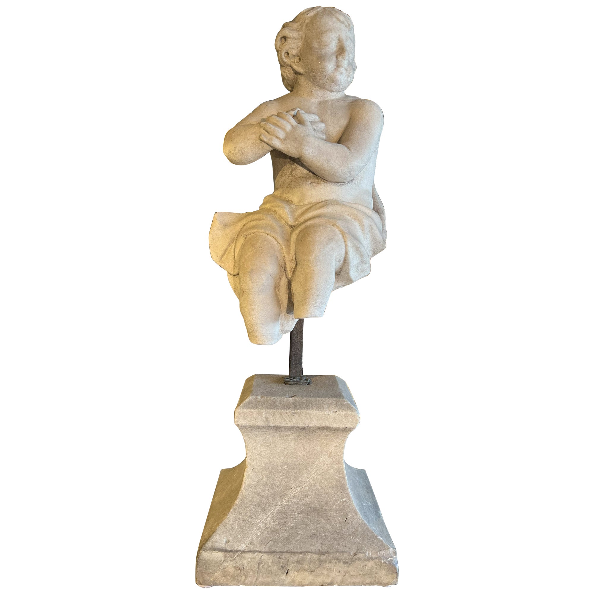 18th Century Italian Antique Dancing Putto on a base For Sale