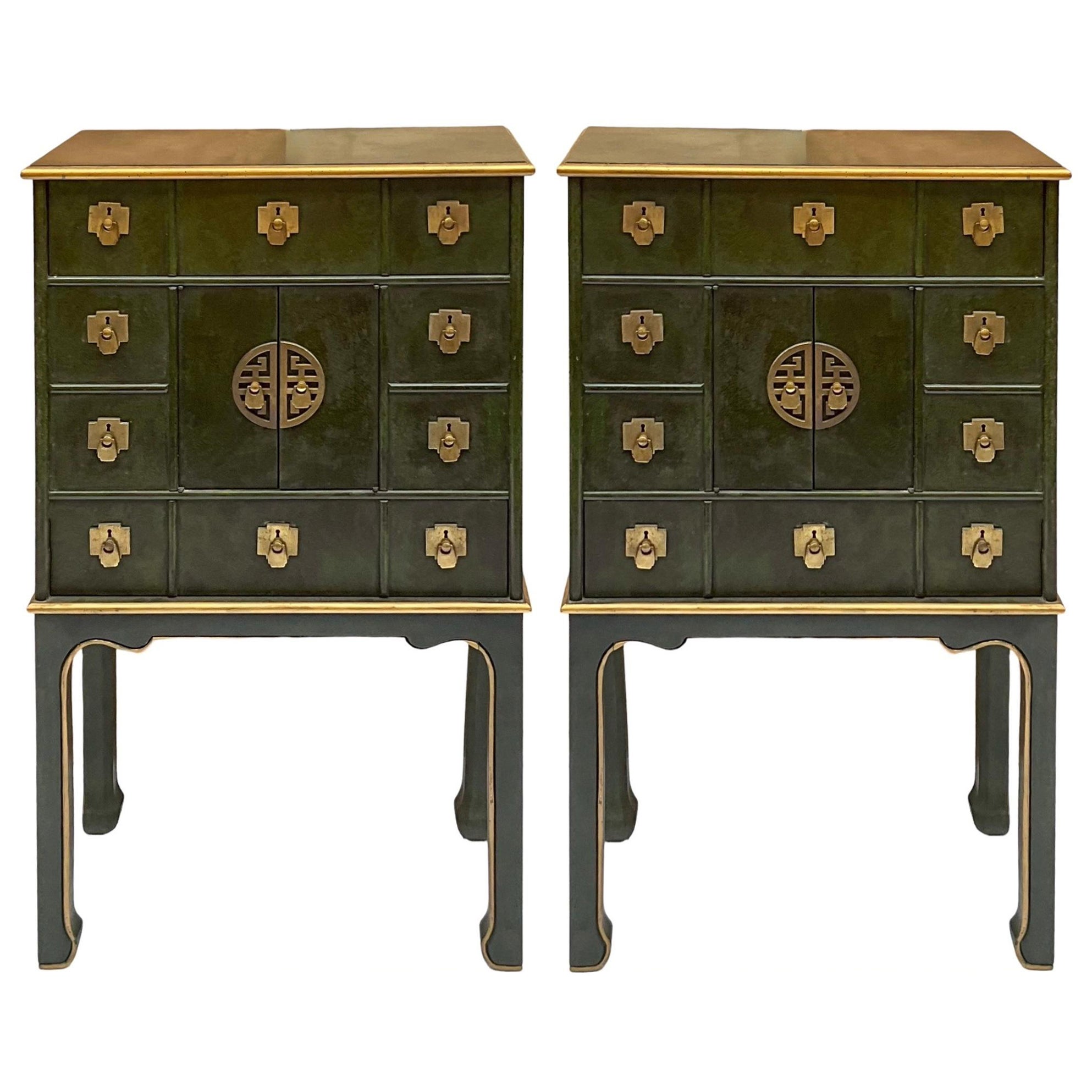 Mid-Century Chinese Ming Style Lingerie / Storage / Jewelry Cabinets - Pair