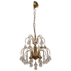 Brass and glass cascade chandelier by Gaetano SCiolari