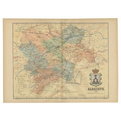 Albacete, Espagne - 1902 : une représentation cartographique du paysage et de l'infrastructure