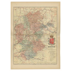 Burgos 1902 : Carte géographique du cœur historique du Castile en Espagne