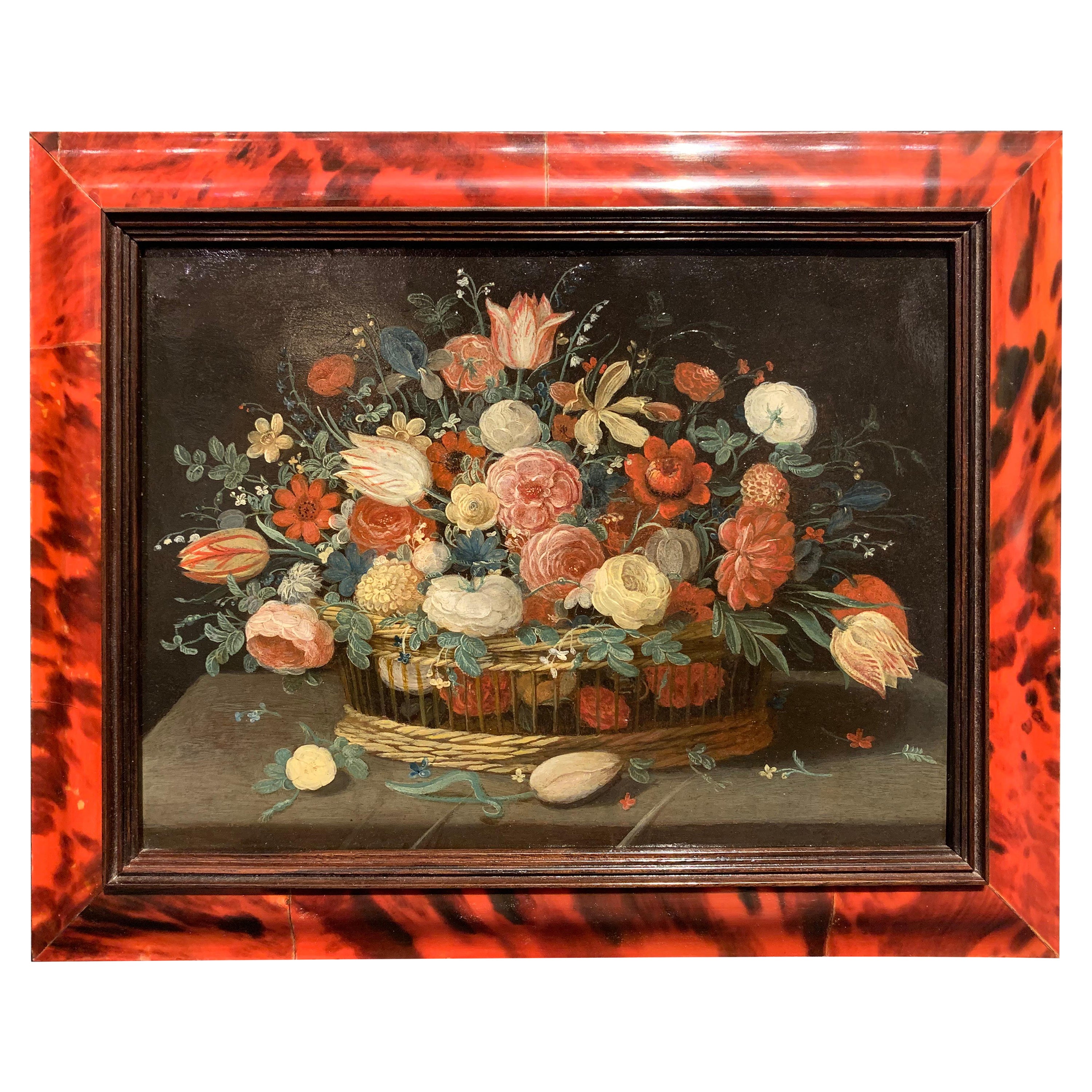 Basket of flowers - Jan Van KESSEL the Younger (1654-1708) For Sale